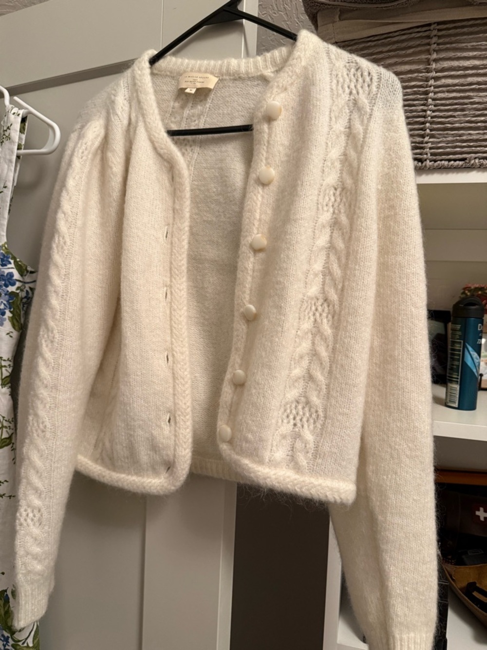Sezane Cream Fuzzy Button-Front Cardigan - Picture 4 of 7